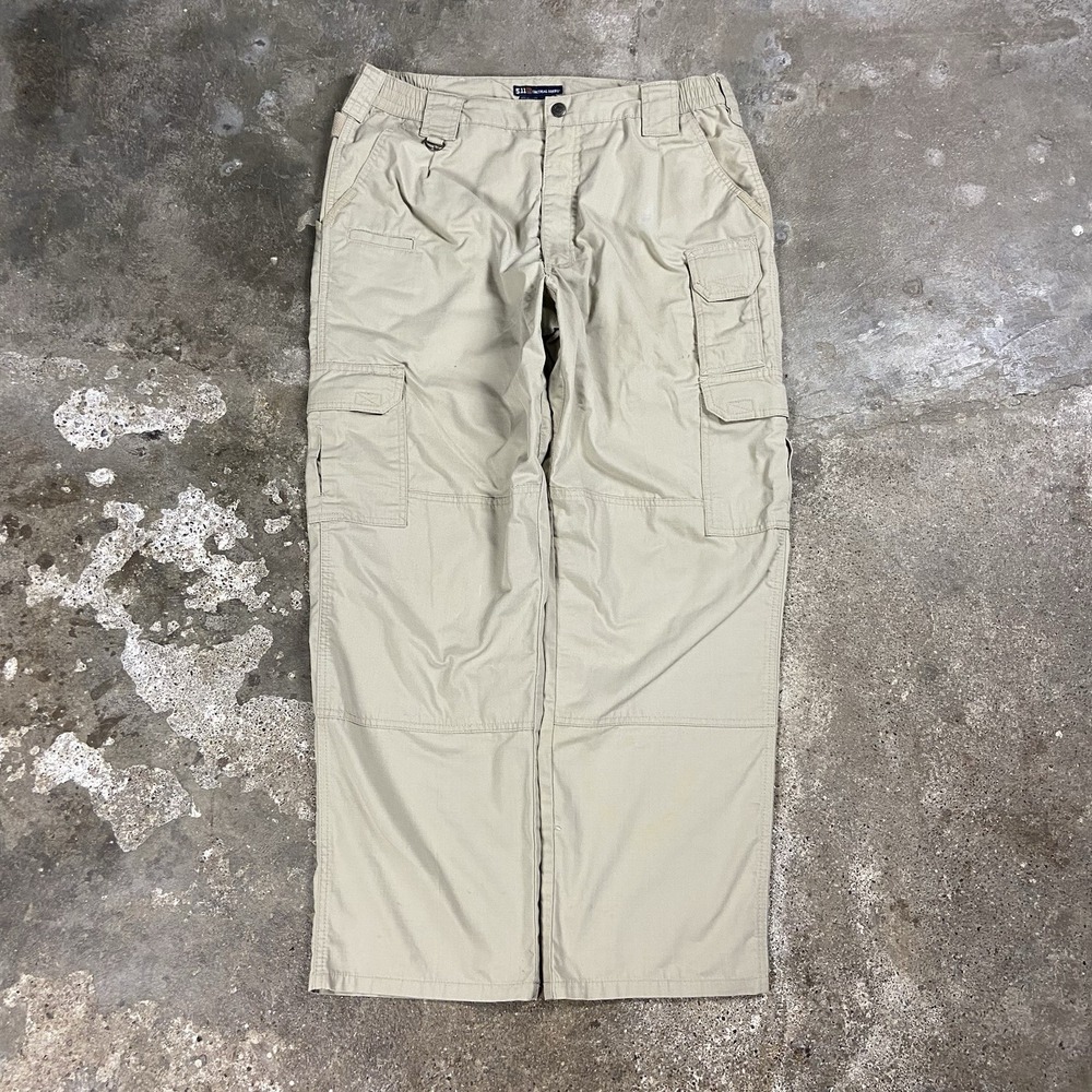5.11 Tactical Cargo Pants Size 36x30 Beige Rip stop Straight Fit Work Wear